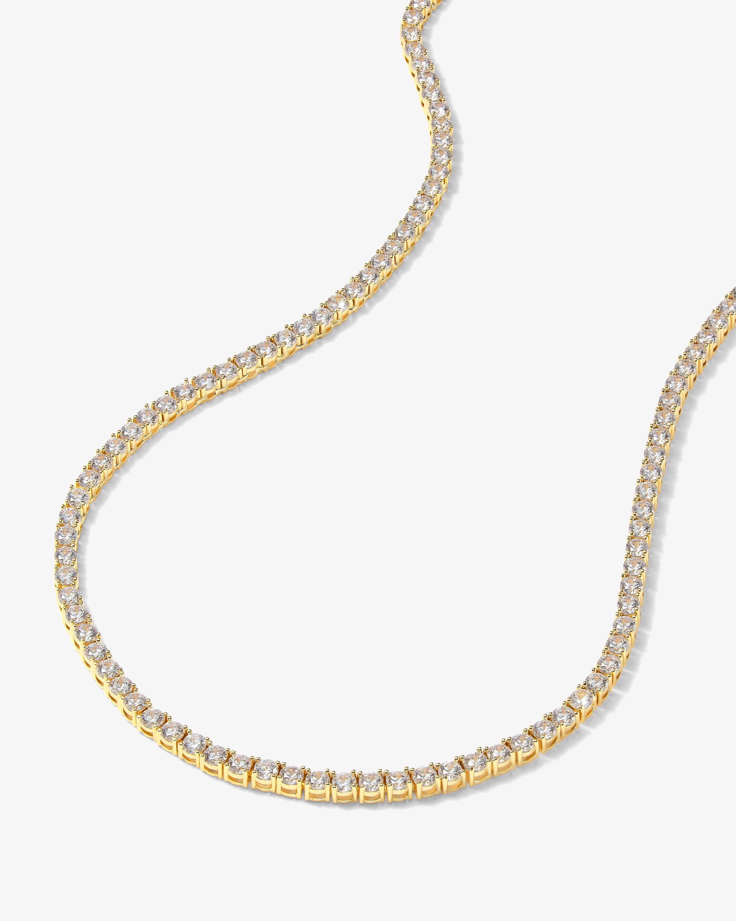 Grand Heiress Tennis Necklace 18" - Gold|White Diamondettes