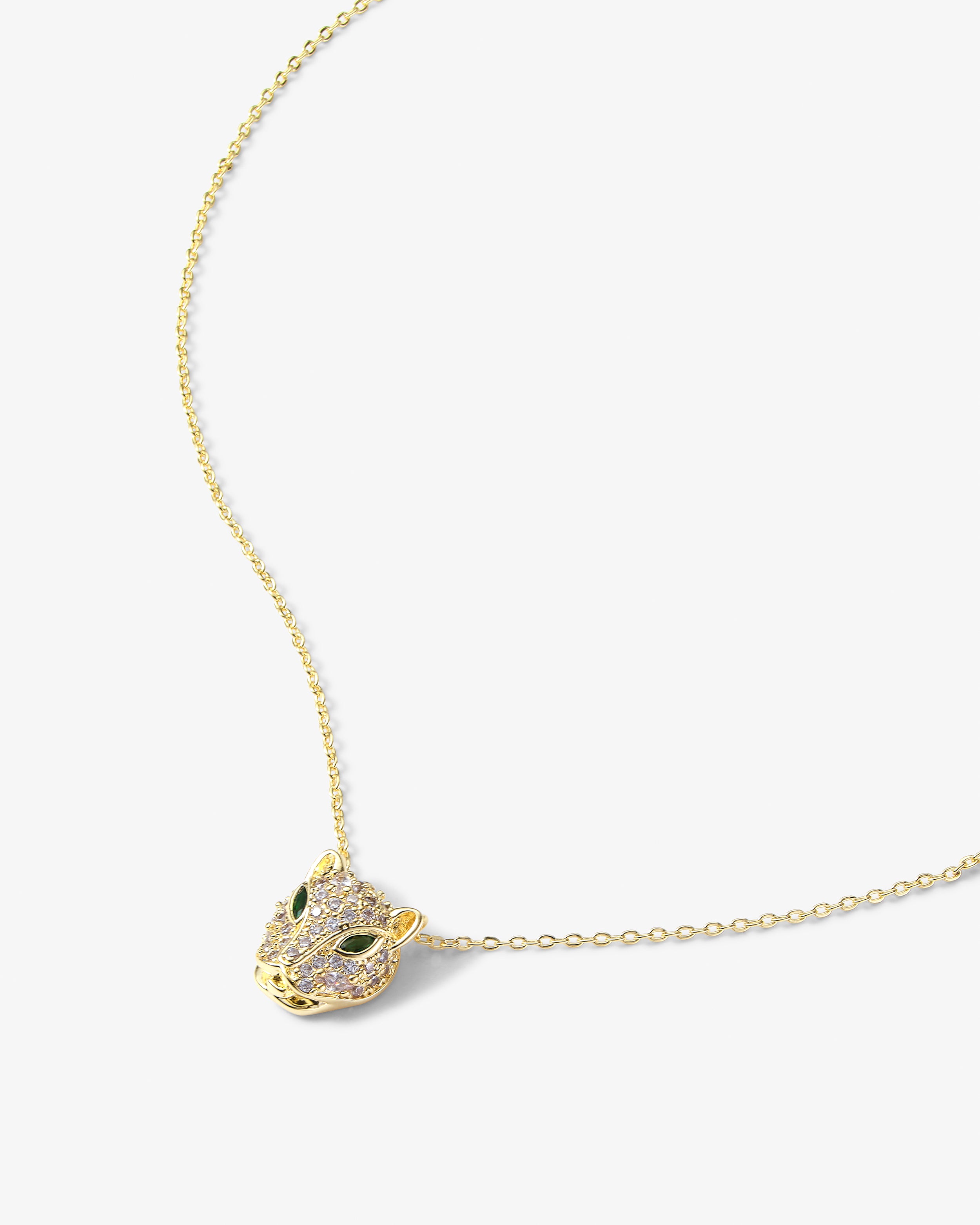 Baby Jaguar Necklace - Gold|Emerald|White Diamondettes