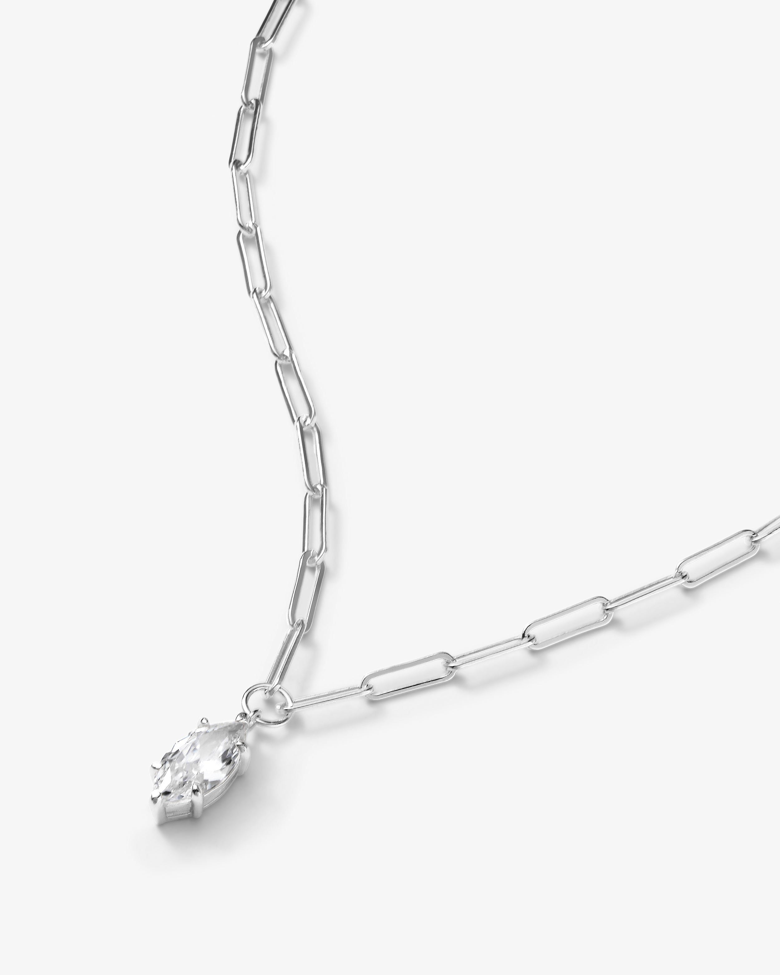 Baby Samantha Marquise Necklace - Silver|White Diamondettes