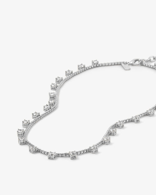 Lavish Necklace - Silver|White Diamondettes