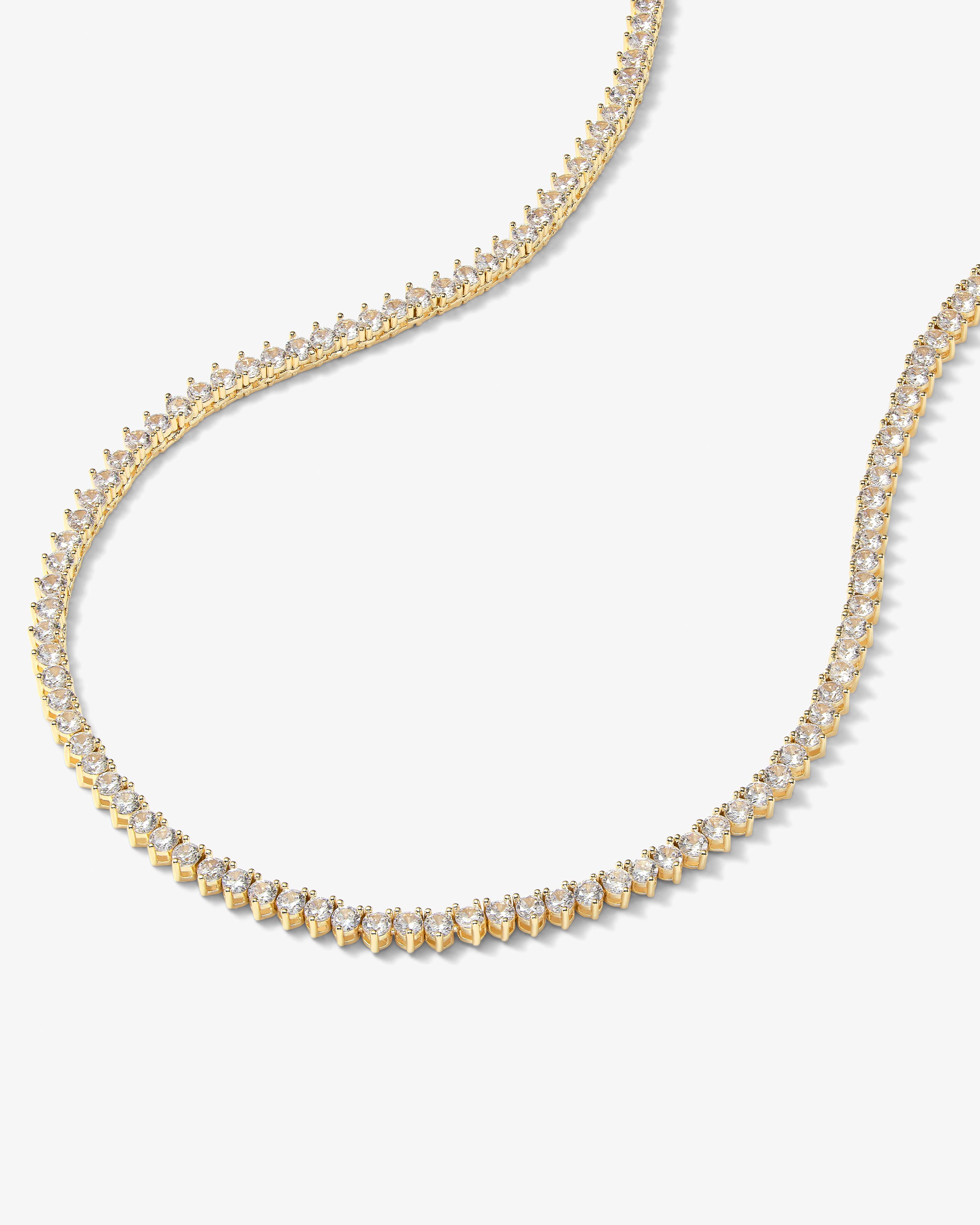 Not Your Basic Tennis Necklace 16" - Gold|White Diamondettes