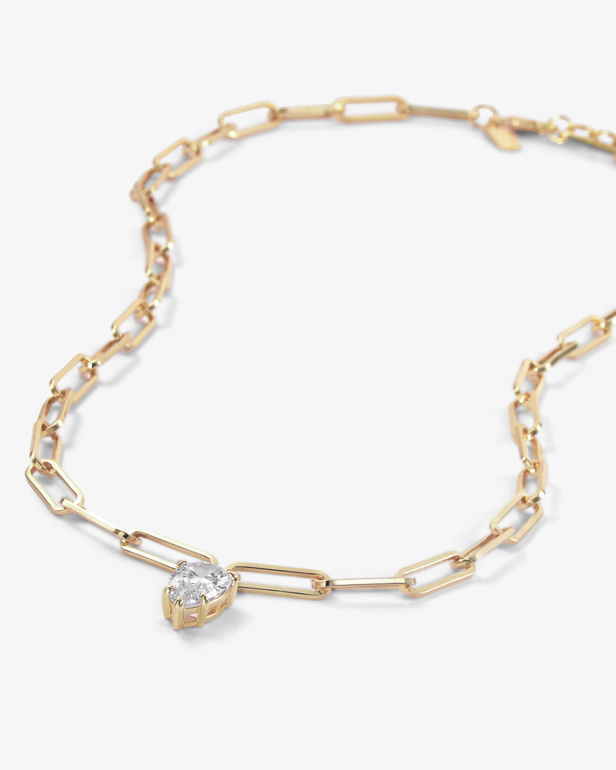 Samantha Teardrop Necklace - Gold|White Diamondettes