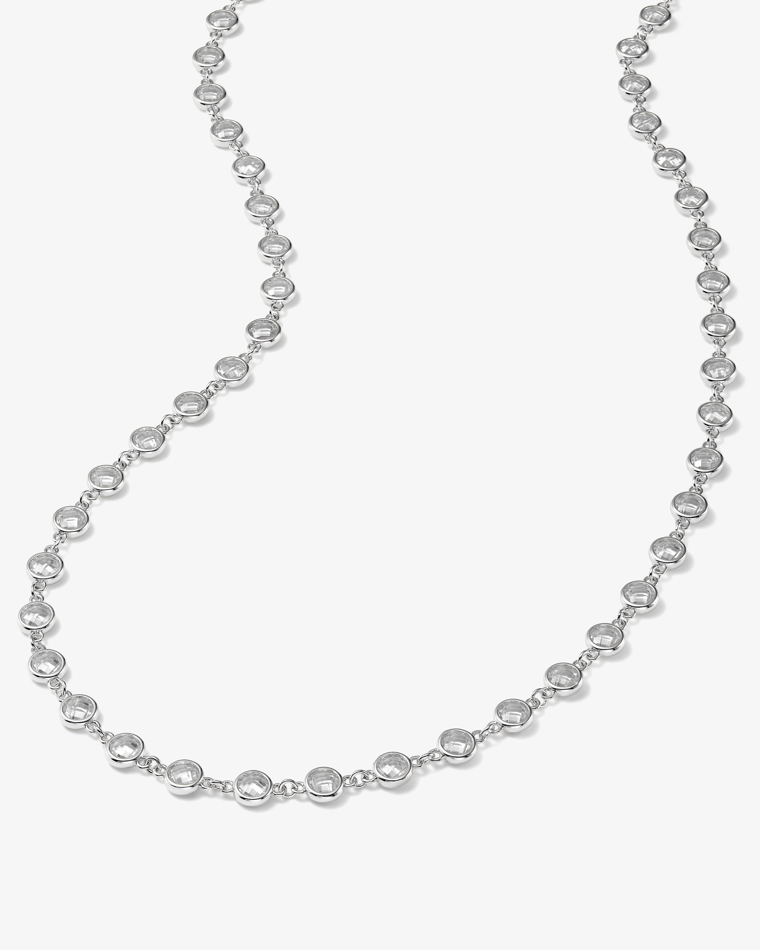 "She's So Fire" Necklace 18" - Silver|White Diamondettes