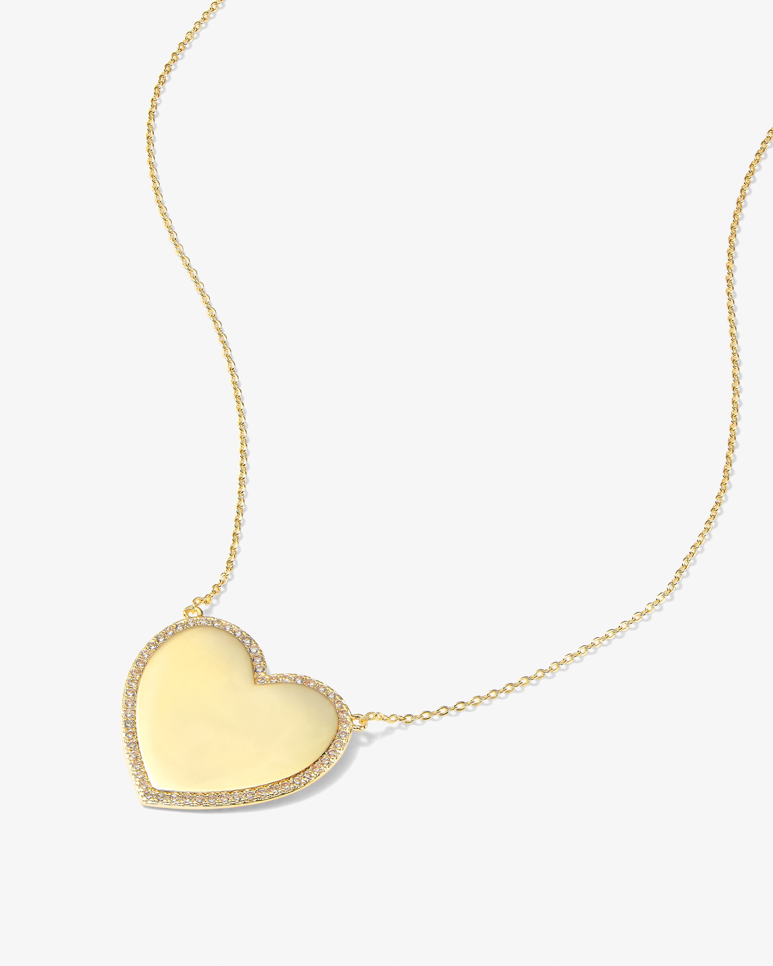 XL You Have My Heart Pavé Necklace 15" - Gold|White Diamondettes