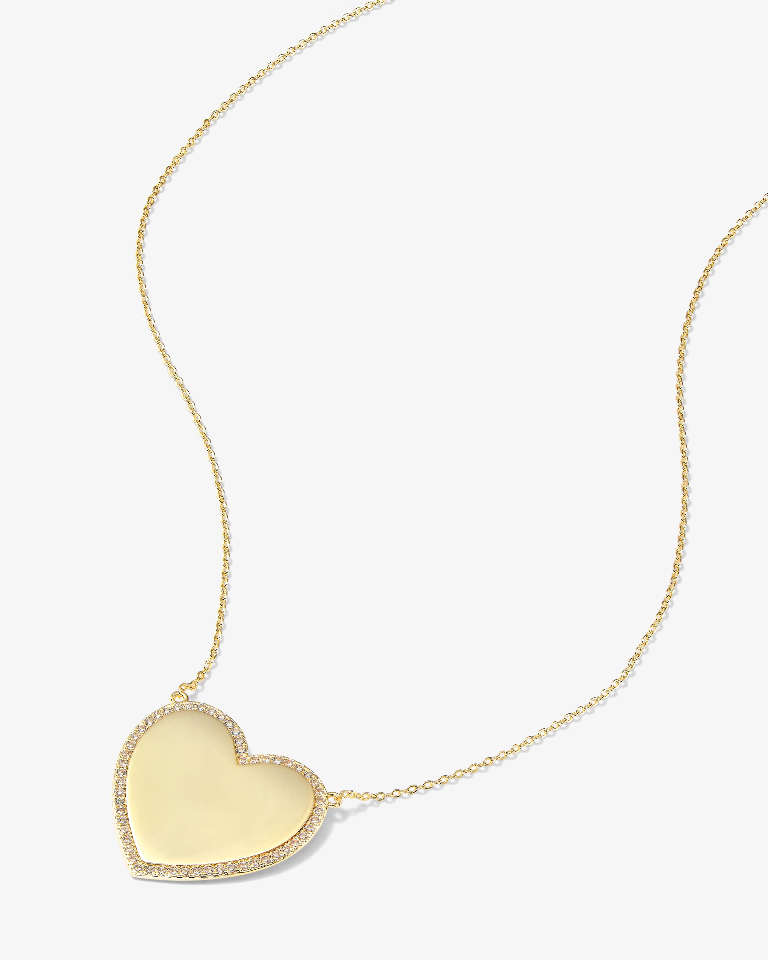 XL You Have My Heart Pavé Necklace 18" - Gold|White Diamondettes