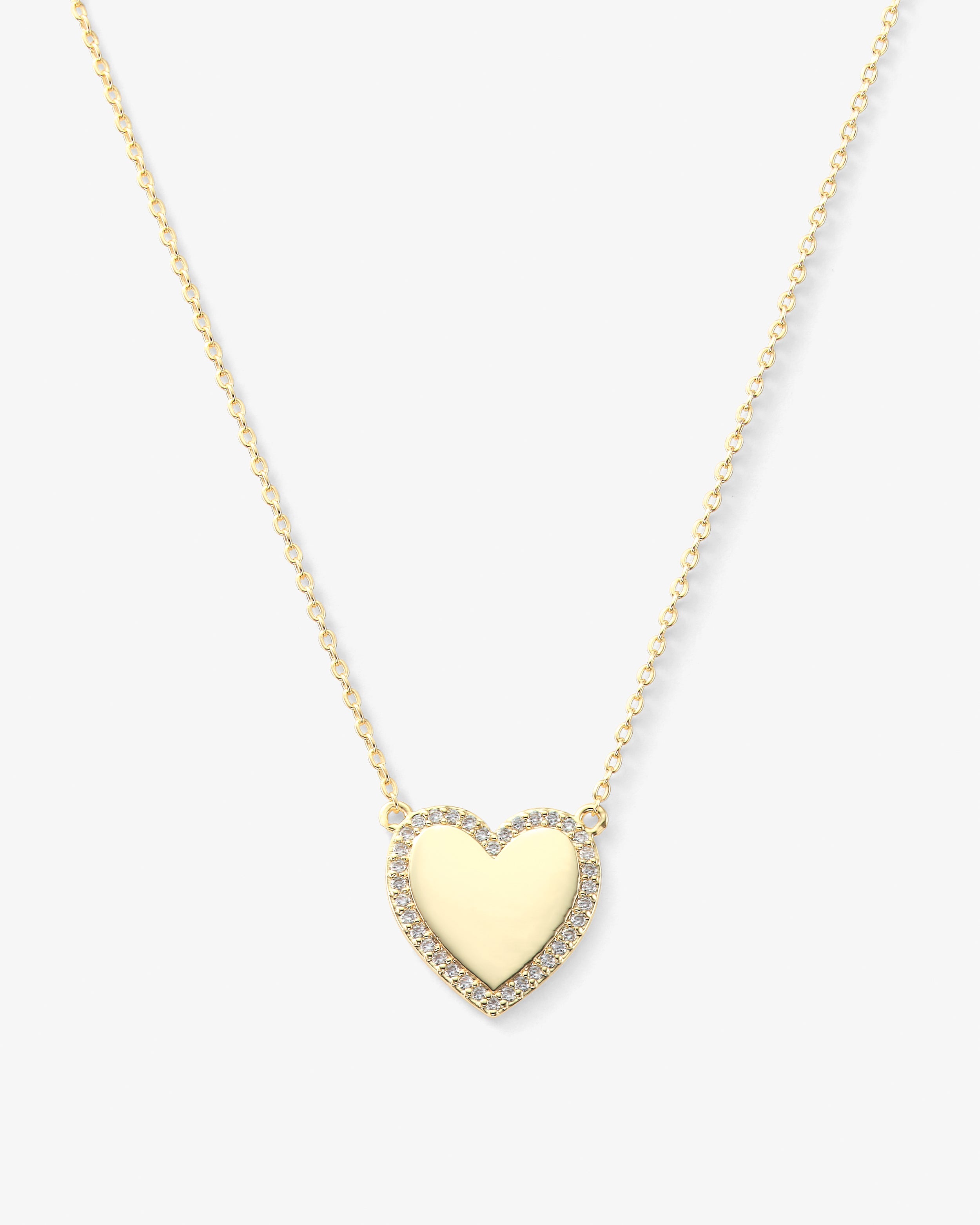 You Have My Heart Pavé Necklace 15" - Gold|White Diamondettes