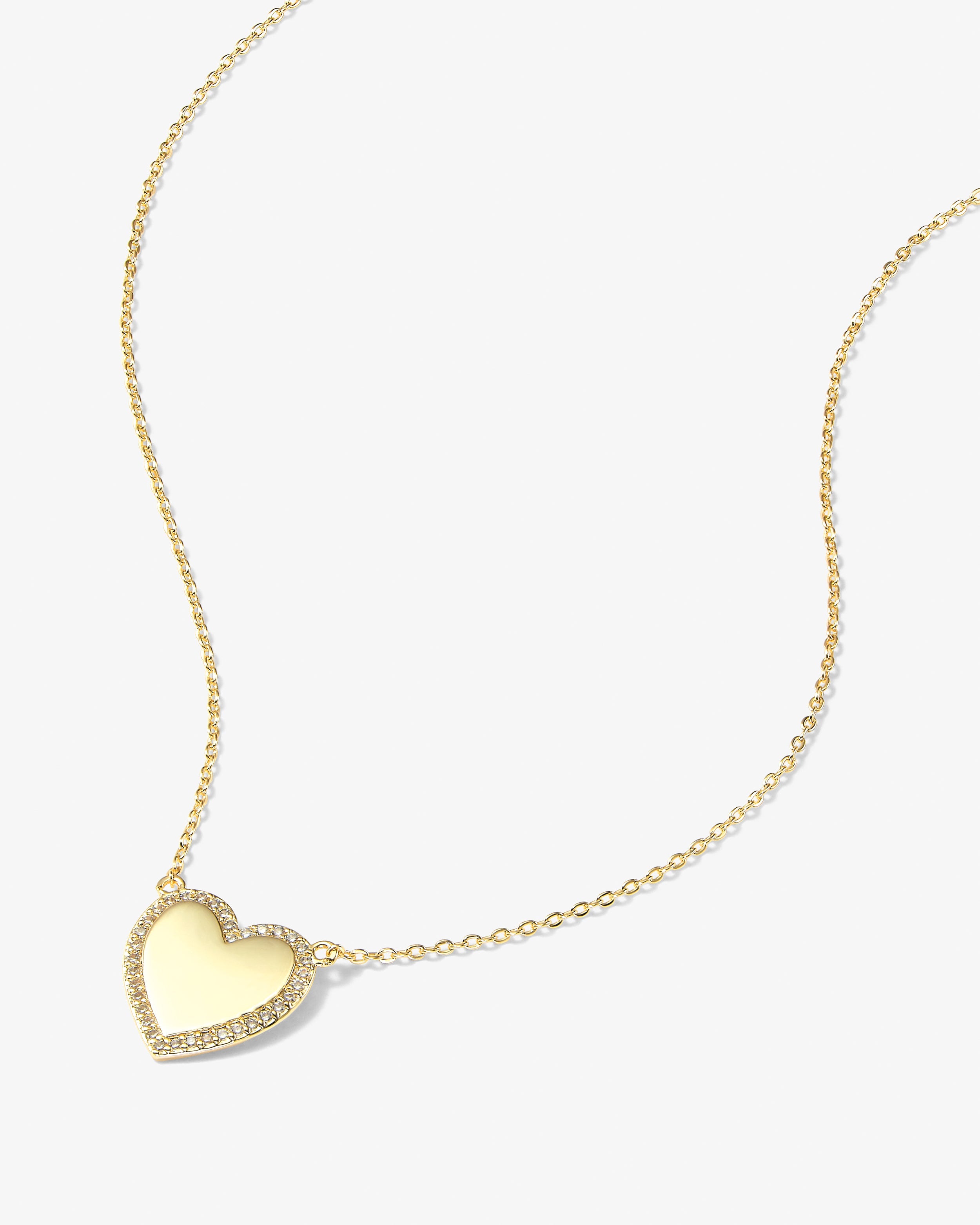 You Have My Heart Pavé Necklace 15" - Gold|White Diamondettes