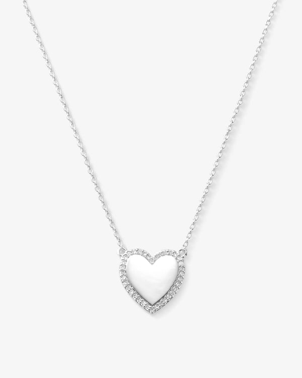 You Have My Heart Pavè Necklace 15" - Silver|White Diamondettes