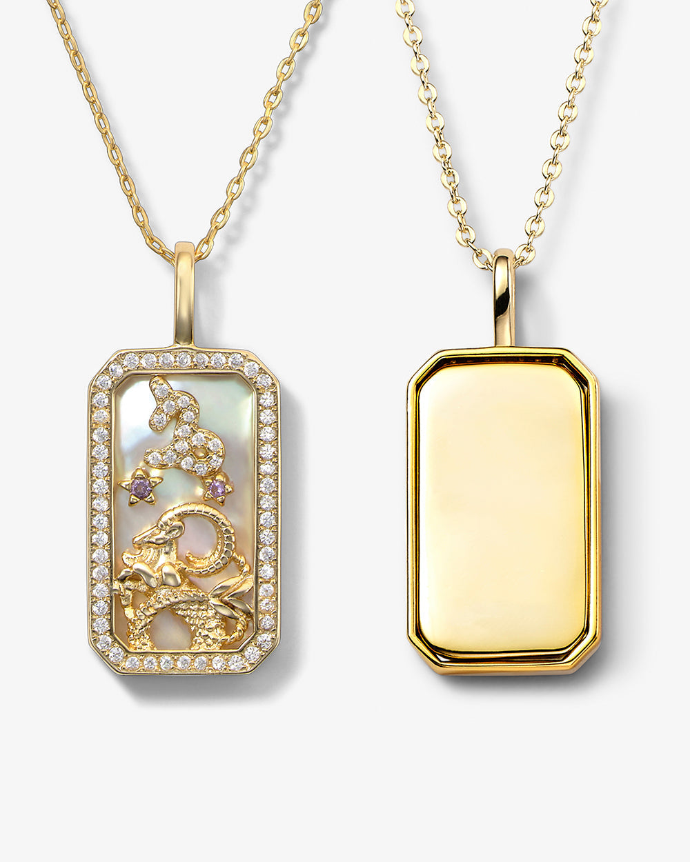 Zodiac Engravable Amulet Necklace - Gold