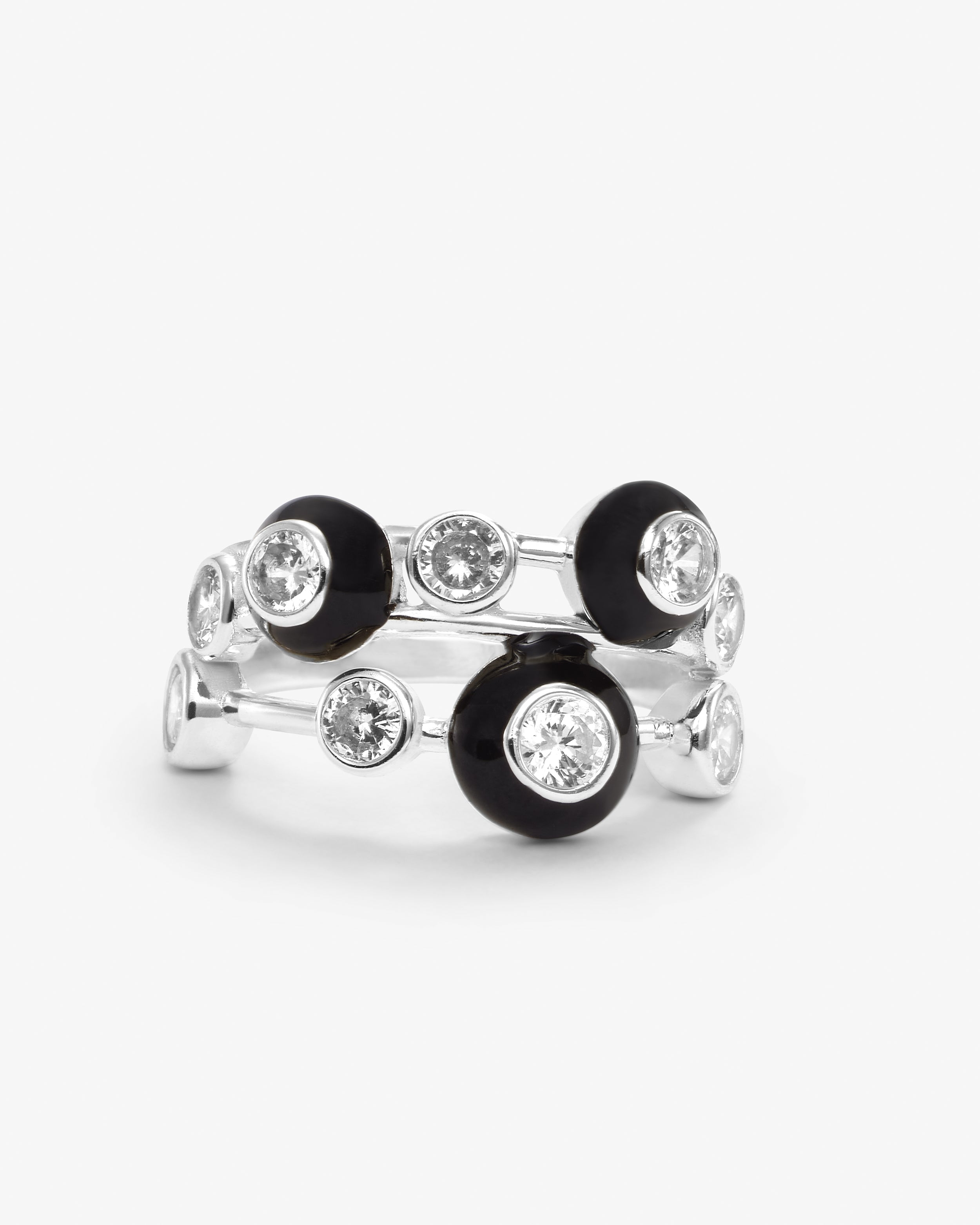 Cloud 9 Black Ring - Silver