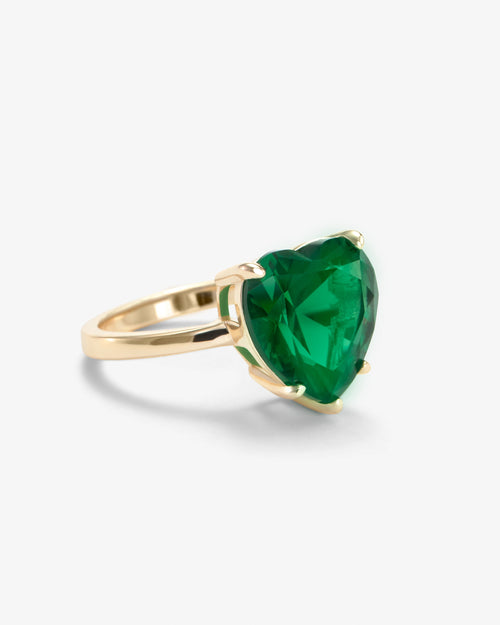 The Allison Emerald Heart Ring - Gold|Emerald