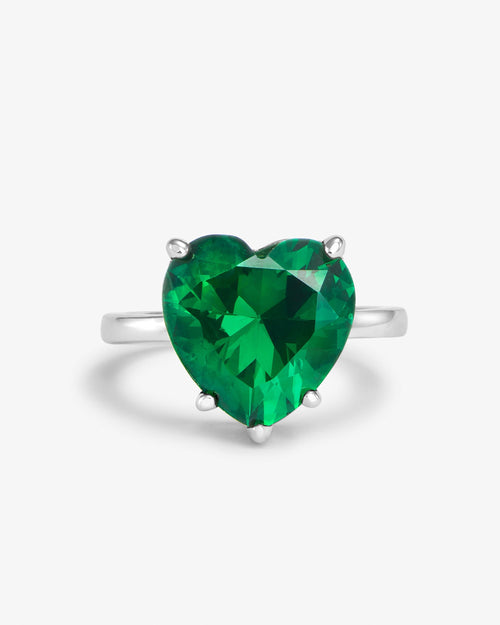 The Allison Emerald Heart Ring - Silver|Emerald