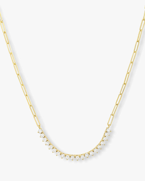 Not Your Basic Samantha Tennis Necklace - Gold|White Diamondettes