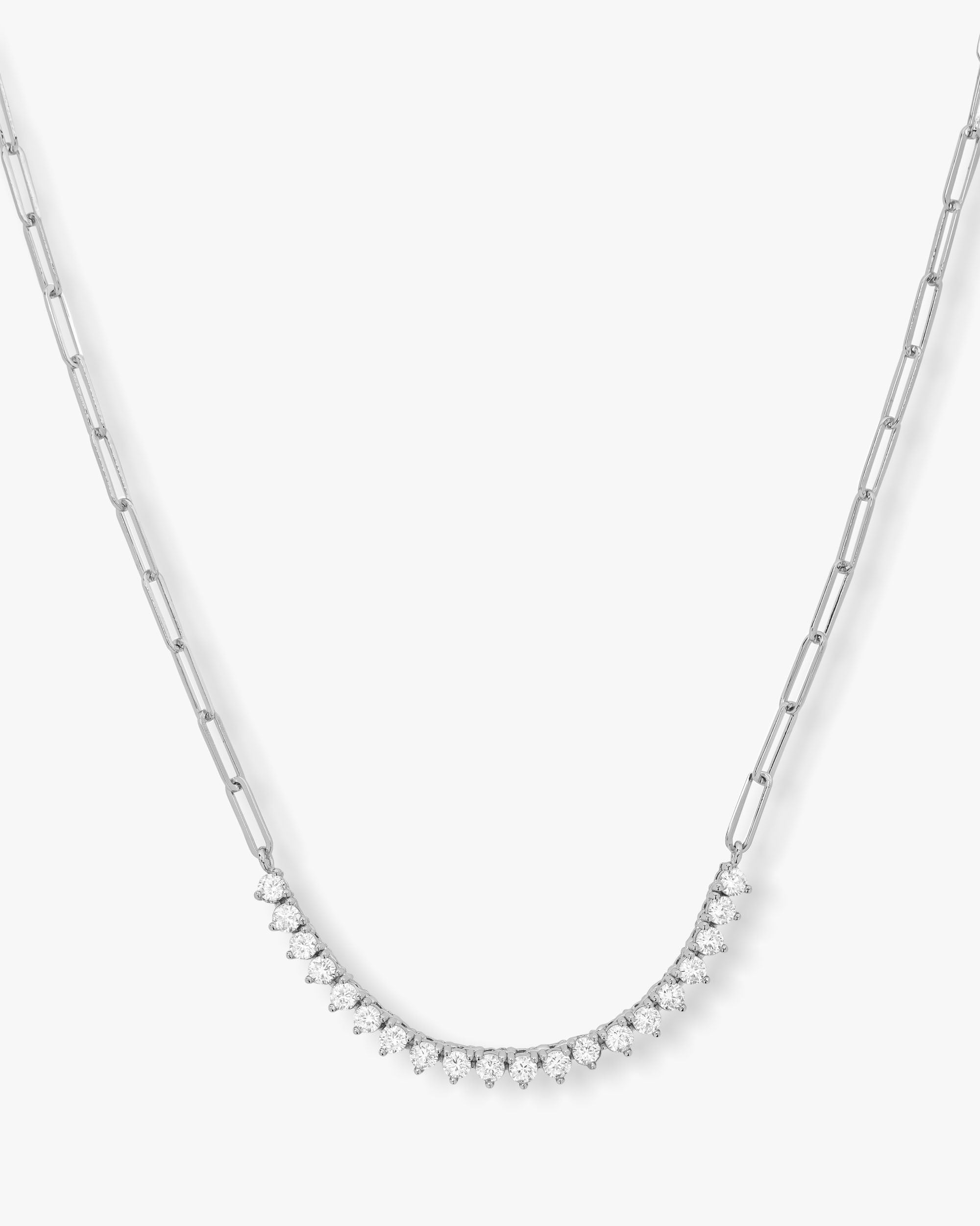 Not Your Basic Samantha Tennis Necklace - Silver|White Diamondettes