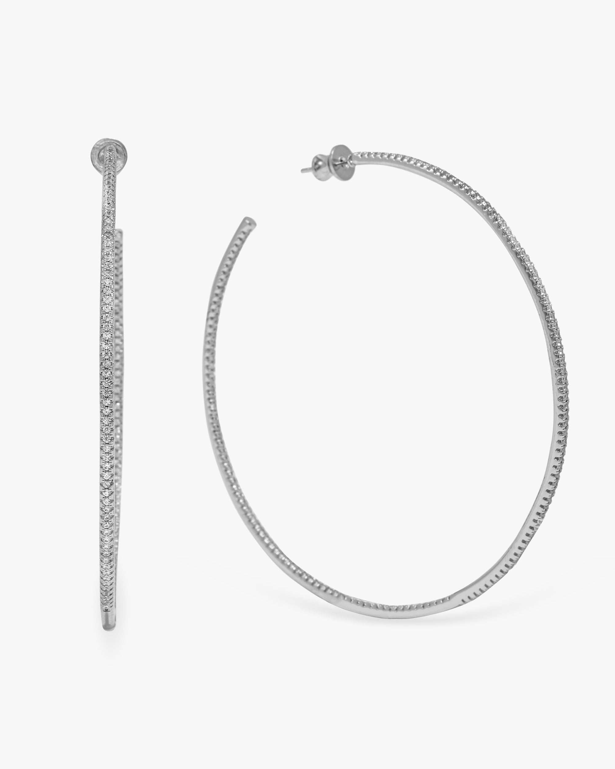 Badass Hoops 3" - Silver|White Diamondettes