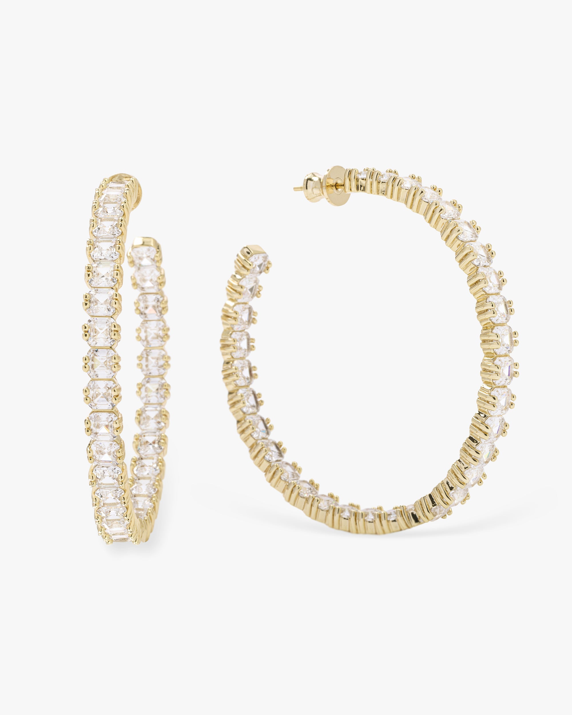 The Queen's Hoops 2" - Gold|White Diamondettes