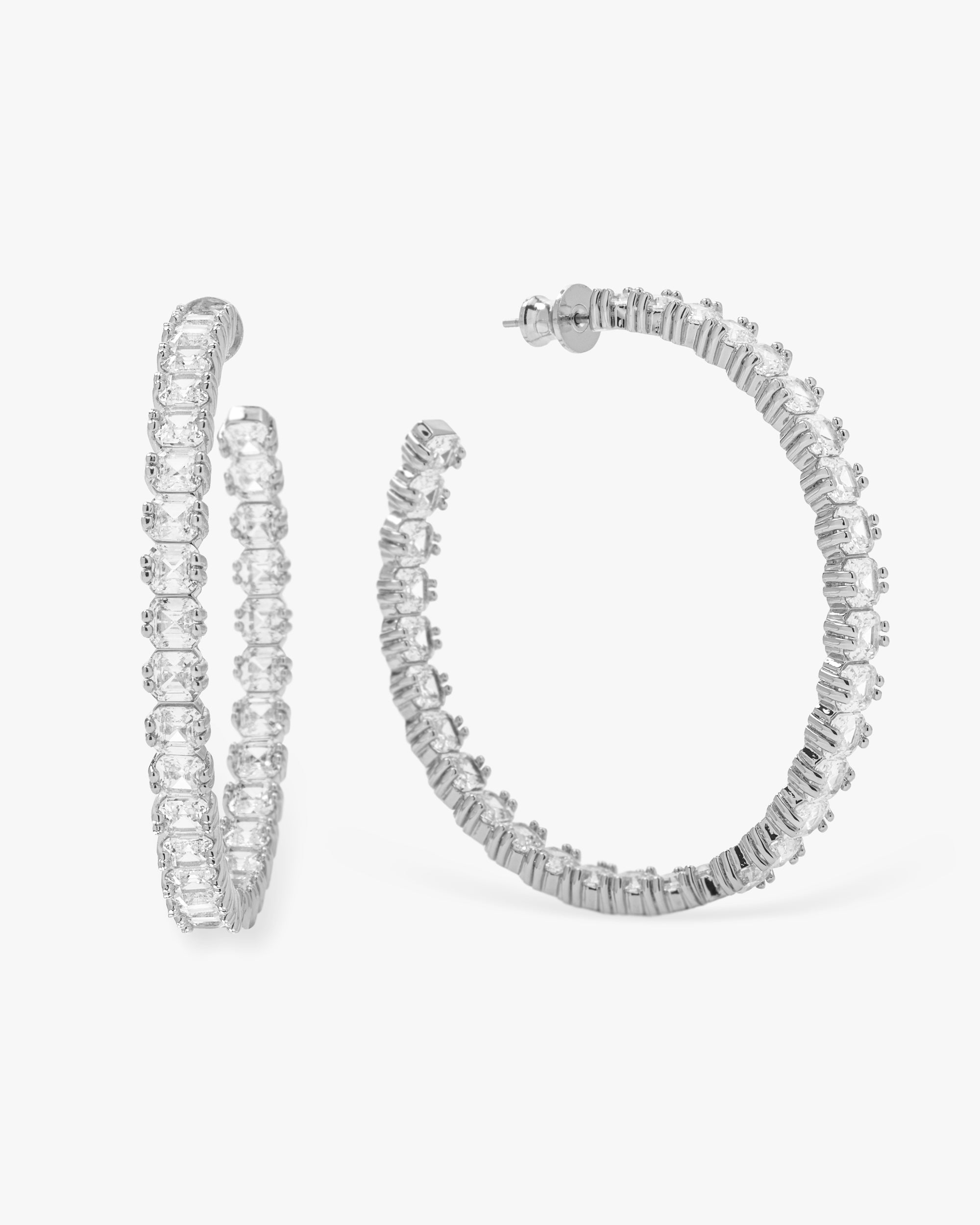 The Queen's Hoops 2" - Silver|White Diamondettes