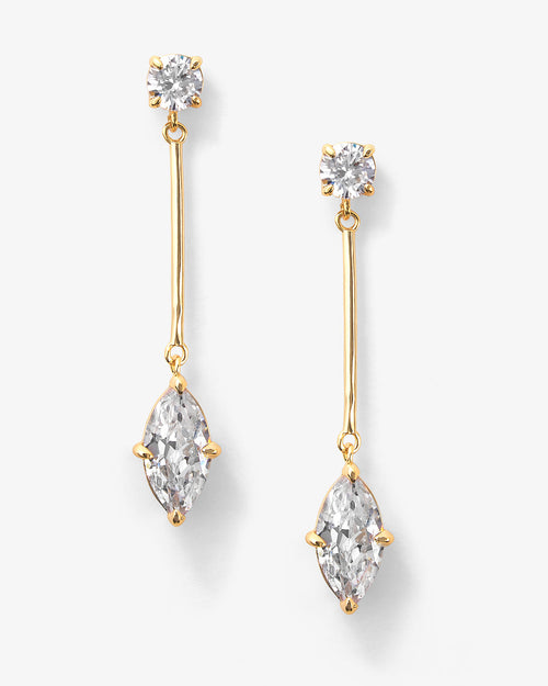 Marquise Diamond Drop Earrings - Gold|White Diamondettes