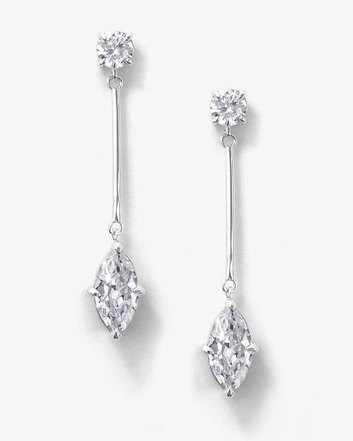 Marquise Diamond Drop Earrings - Silver|White Diamondettes