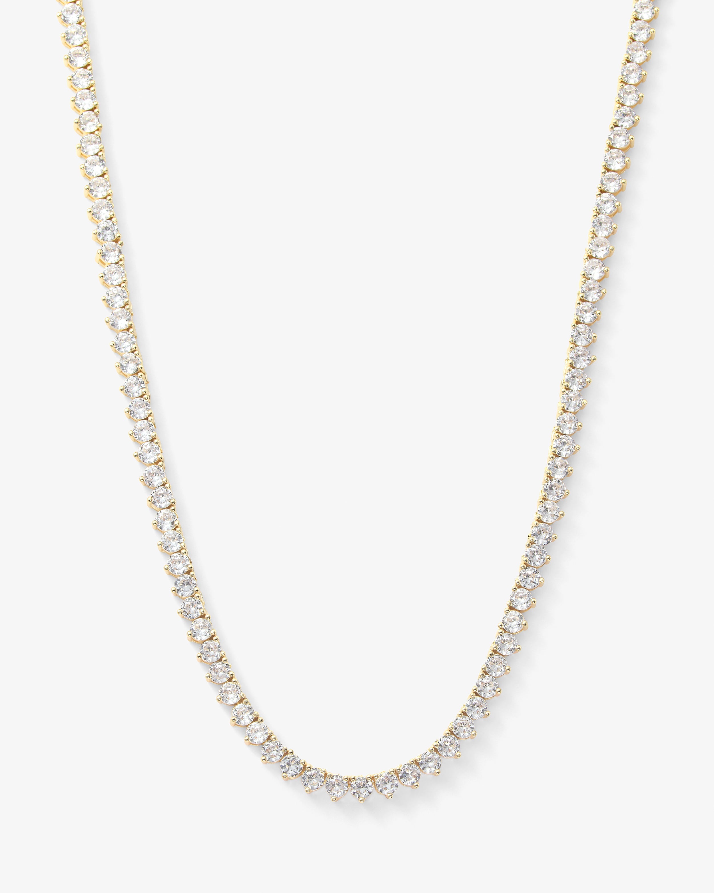 Not Your Basic Tennis Necklace 16" - Gold|White Diamondettes