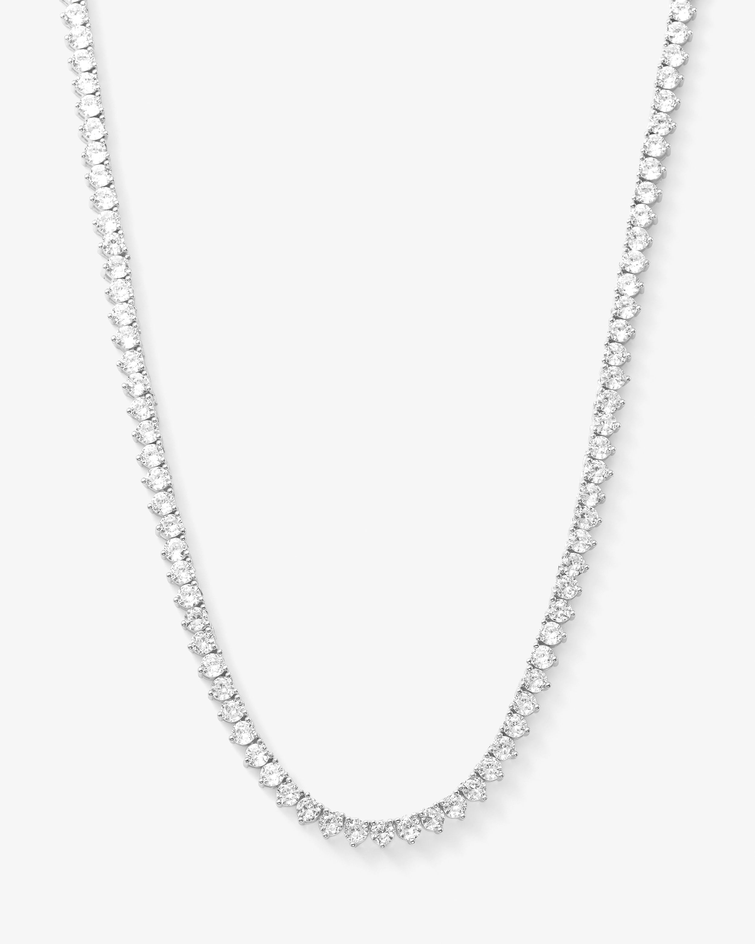 Not Your Basic Tennis Necklace 16" - Silver|White Diamondettes