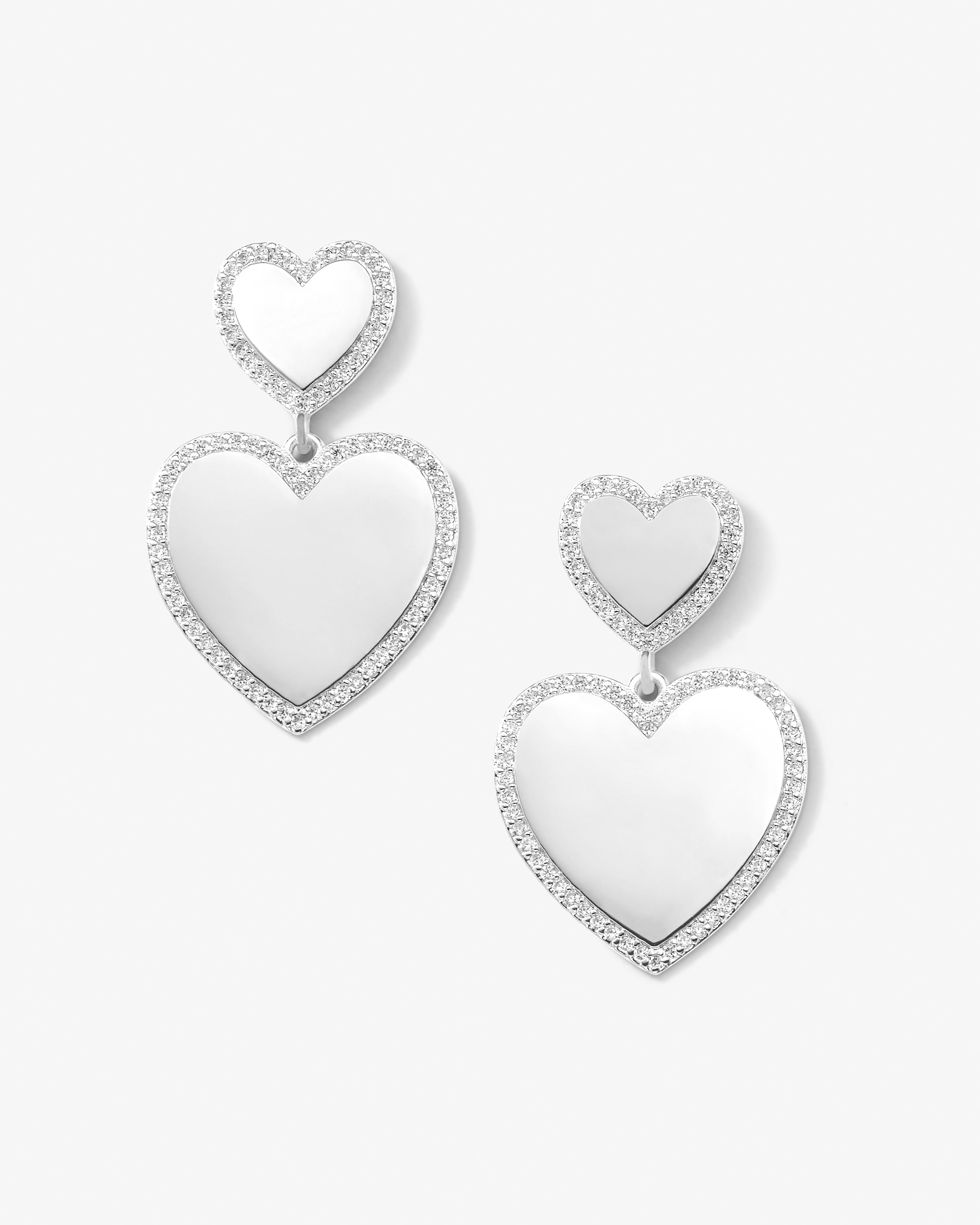 XL You Have My Heart Pavé Earrings - Silver|White Diamondettes