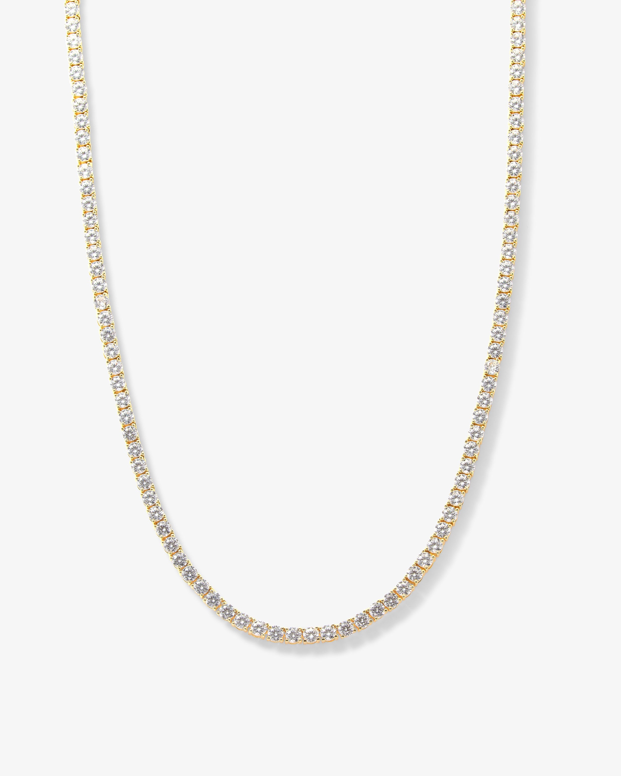 Grand Heiress Tennis Necklace 18" - Gold|White Diamondettes