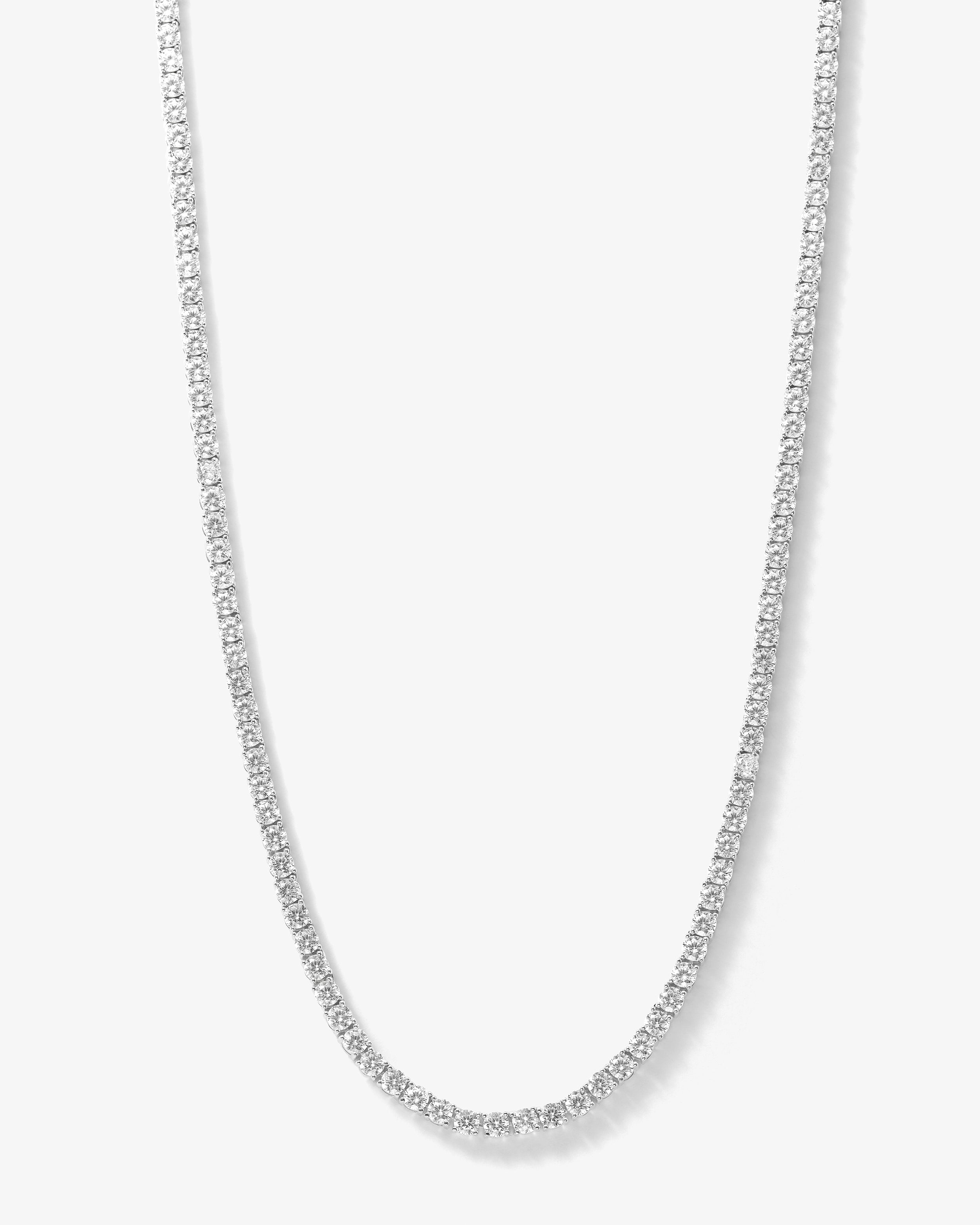 Grand Heiress Tennis Necklace 24" - Silver|White Diamondettes