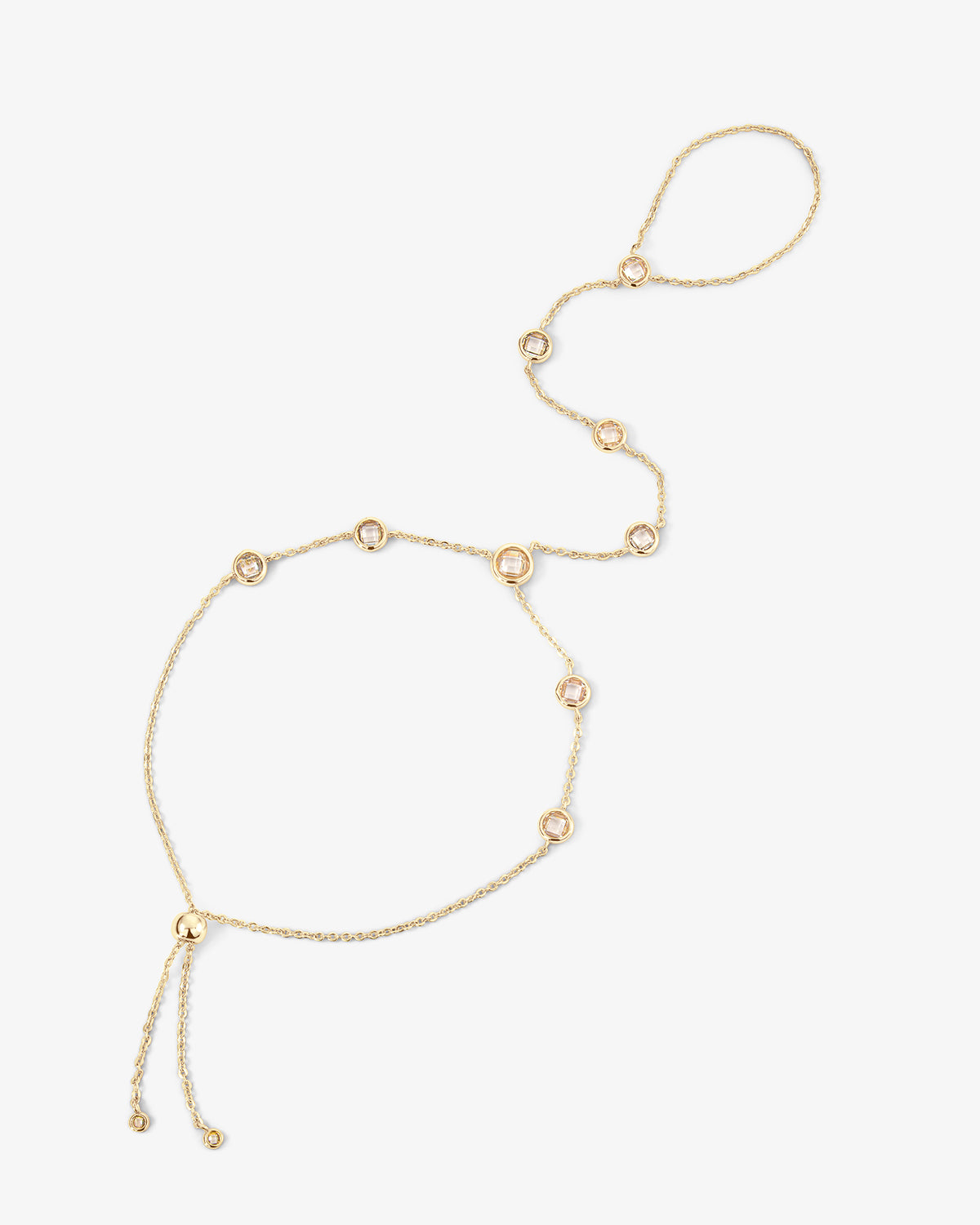 Mojave Hand Chain - Gold|White Diamondettes