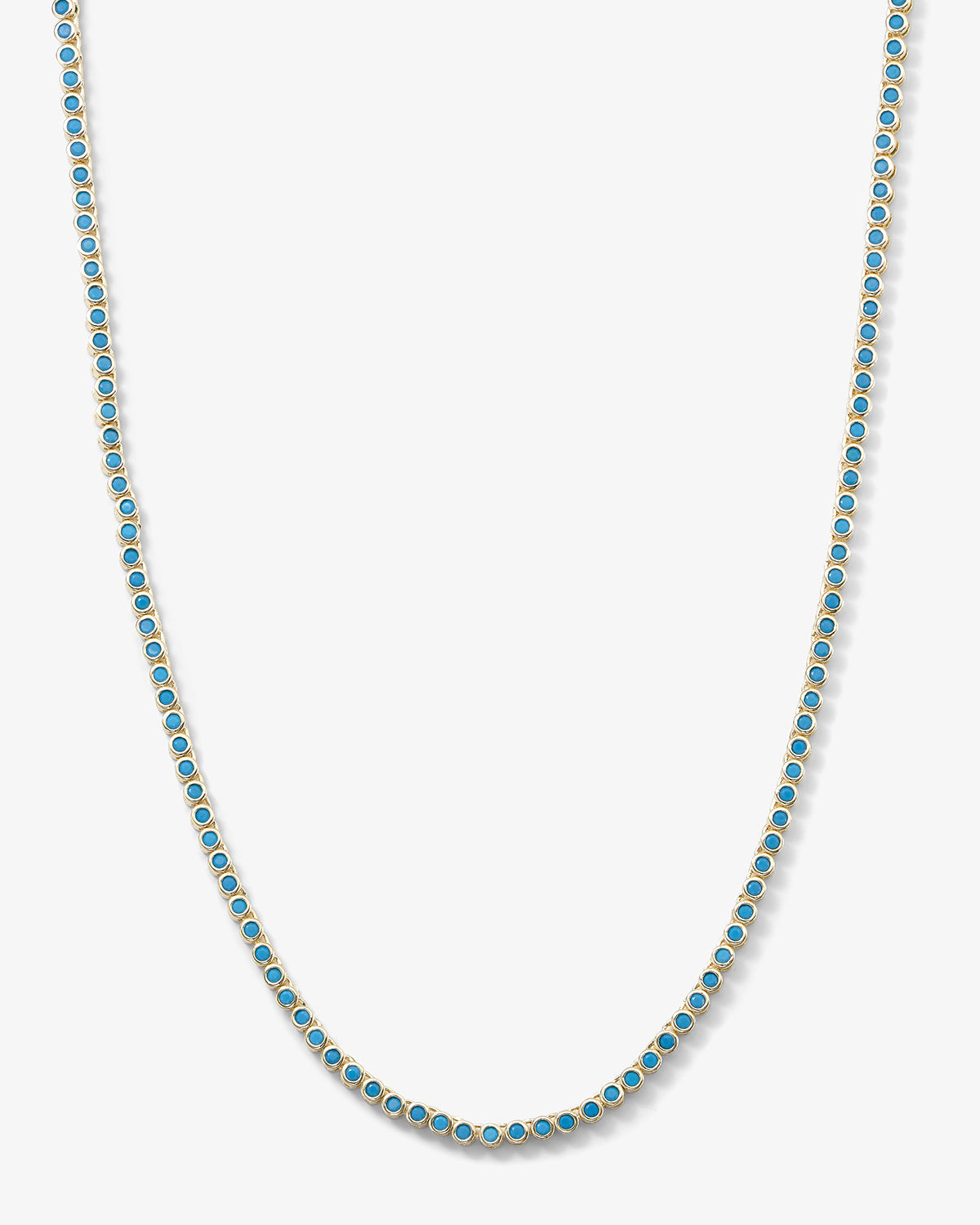 Baby Baroness Tennis Necklace 18" - Gold|Turquoise Diamondettes