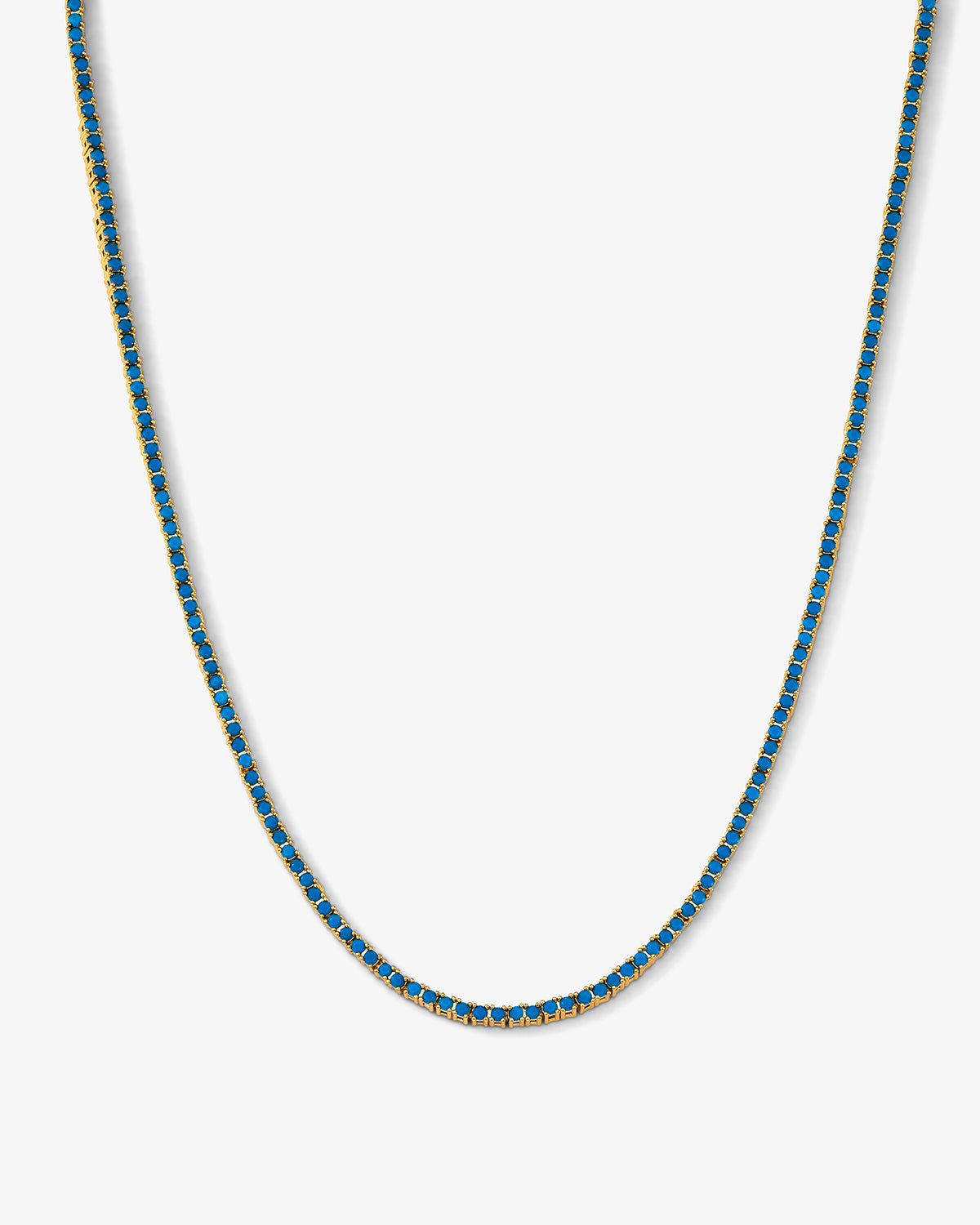 Baby Heiress Tennis Necklace 15" - Gold|Turquoise Diamondettes