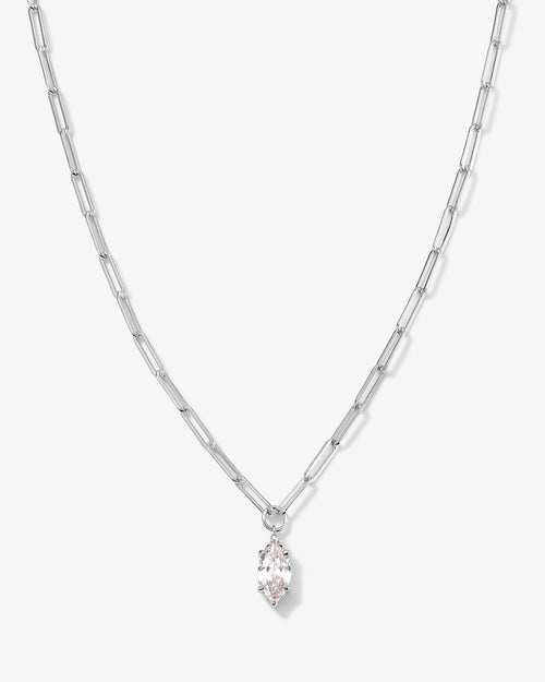 Baby Samantha Marquise Necklace - Silver|White Diamondettes