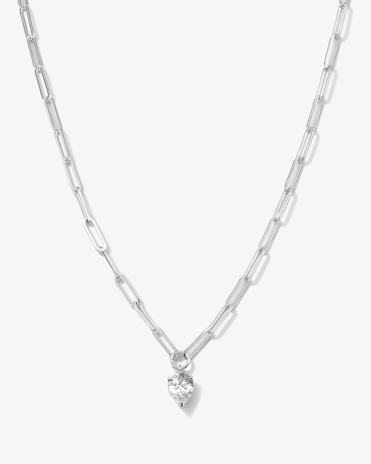 Baby Samantha Teardrop Necklace - Silver|White Diamondettes