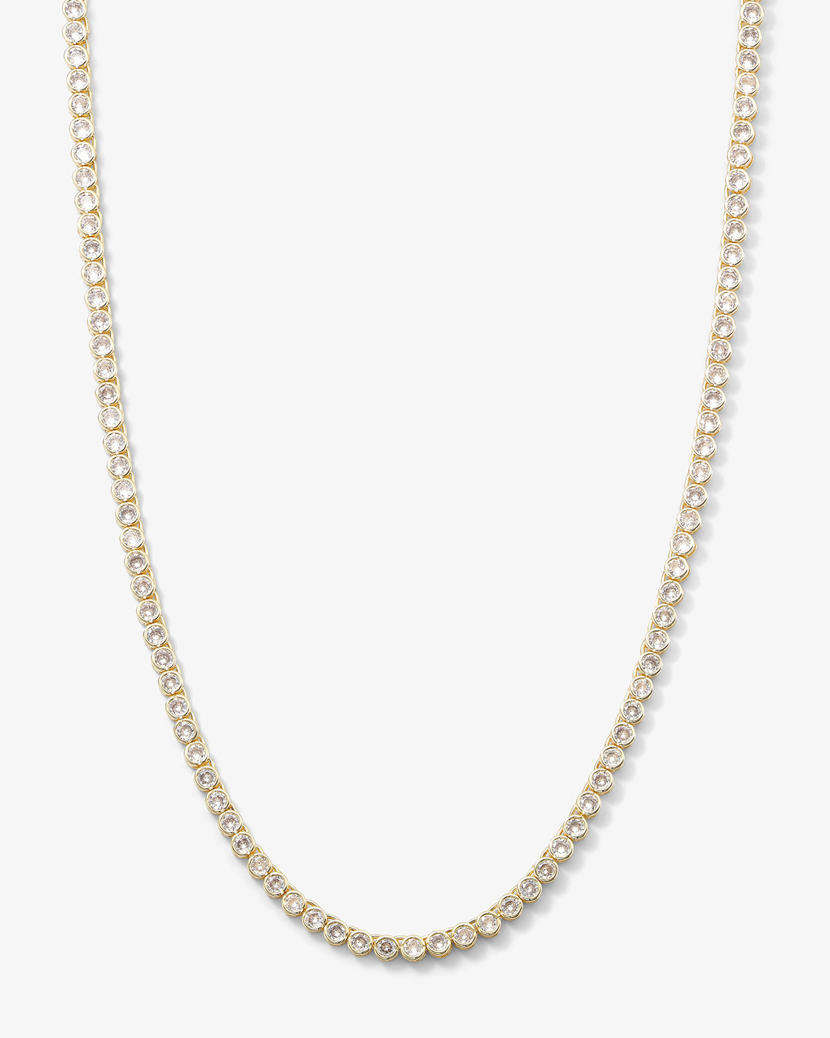 Baroness Tennis Necklace 18" - Gold| White Diamondettes