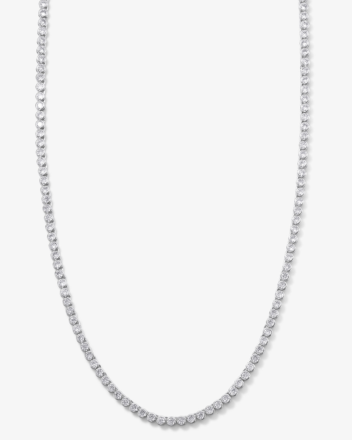 Baroness Tennis Necklace 21.5" - Silver|White Diamondettes