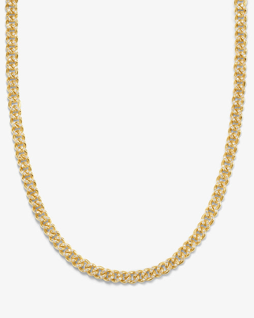 Cassie Pavé Cuban Chain Necklace - Gold|White Diamondettes - 6mm