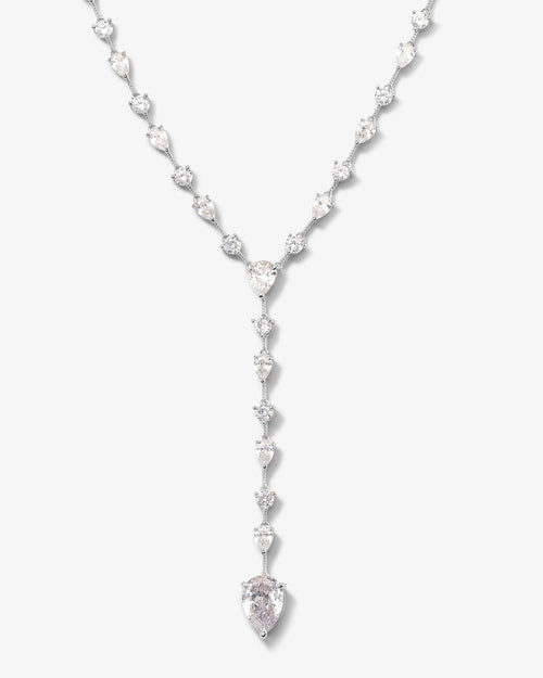 F-ing Gorgeous Lariat - Silver|White Diamondettes