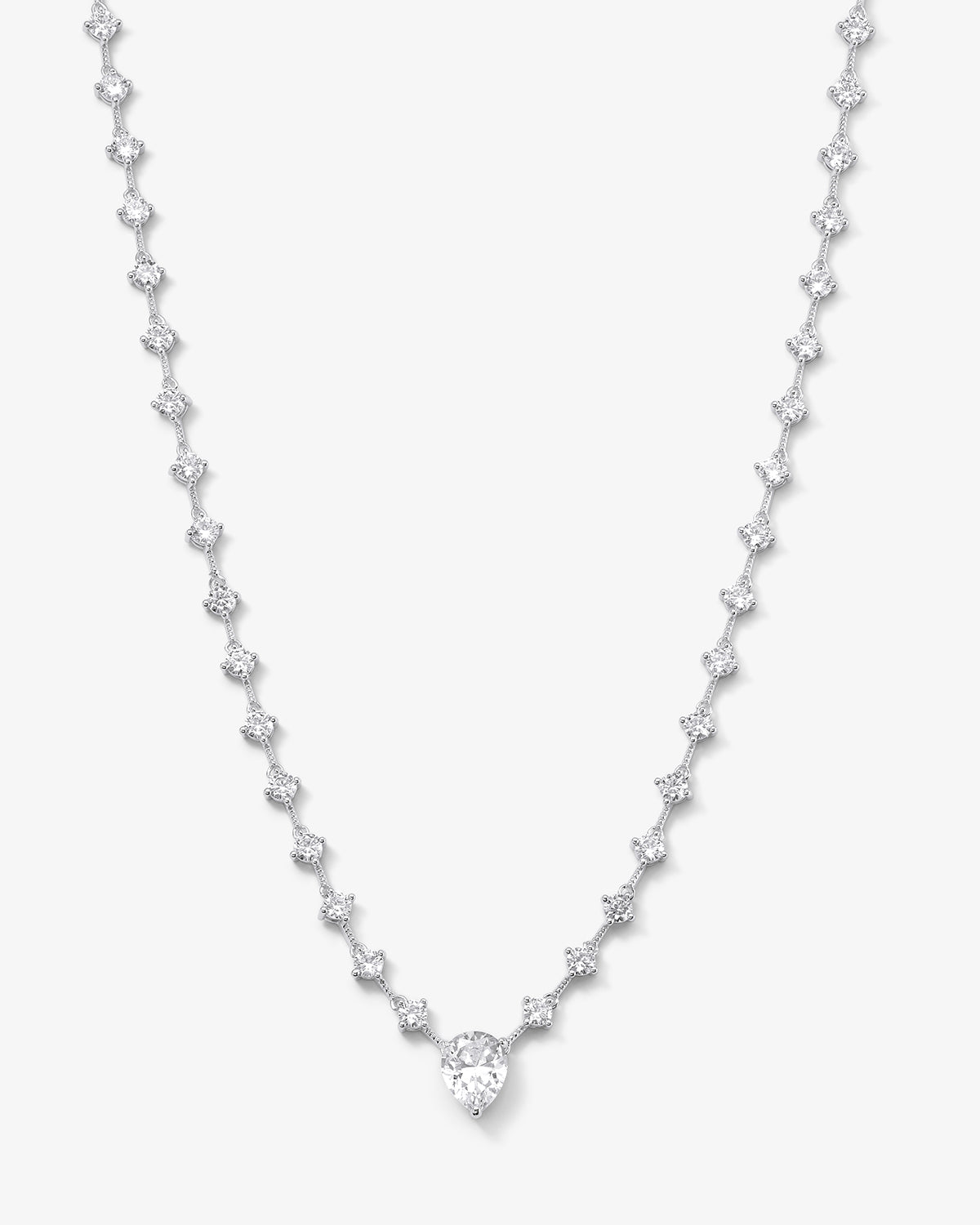 "Omg It's So Cute" Necklace - Silver|White Diamondettes