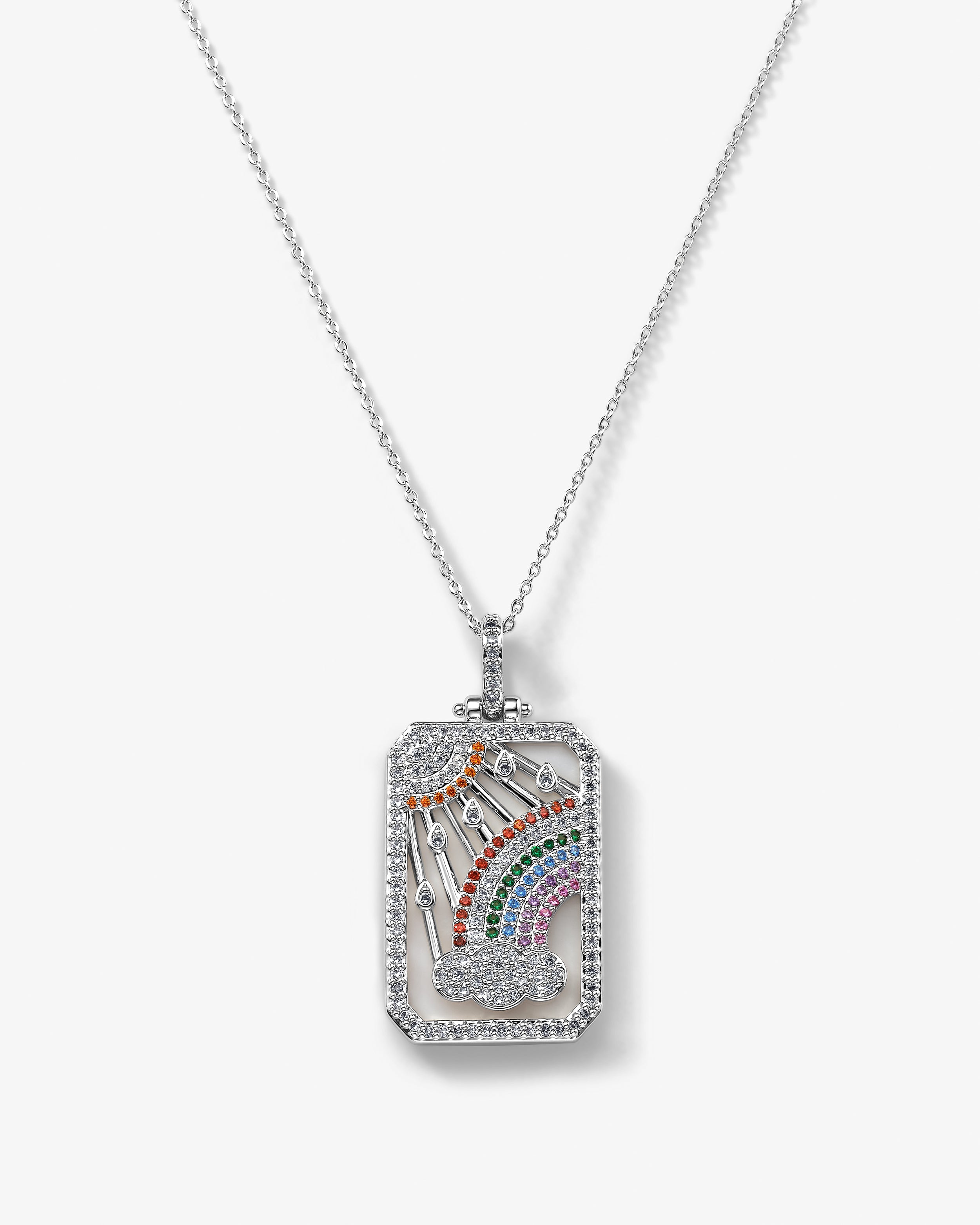 Silver rainbow necklace deals