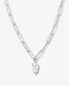 Samantha Teardrop Necklace - Silver|White Diamondettes