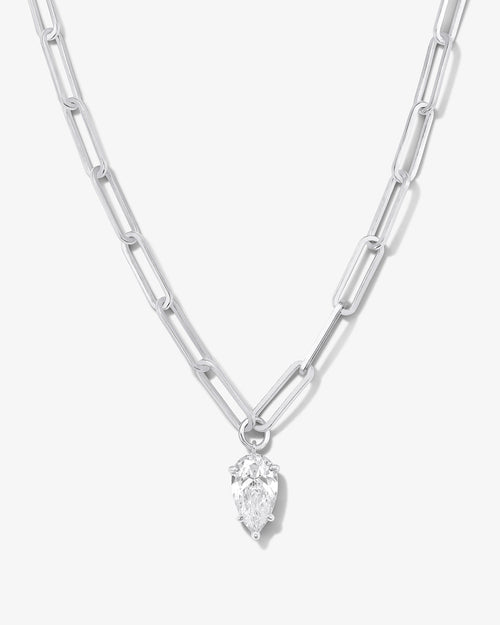 Samantha Teardrop Necklace - Silver|White Diamondettes