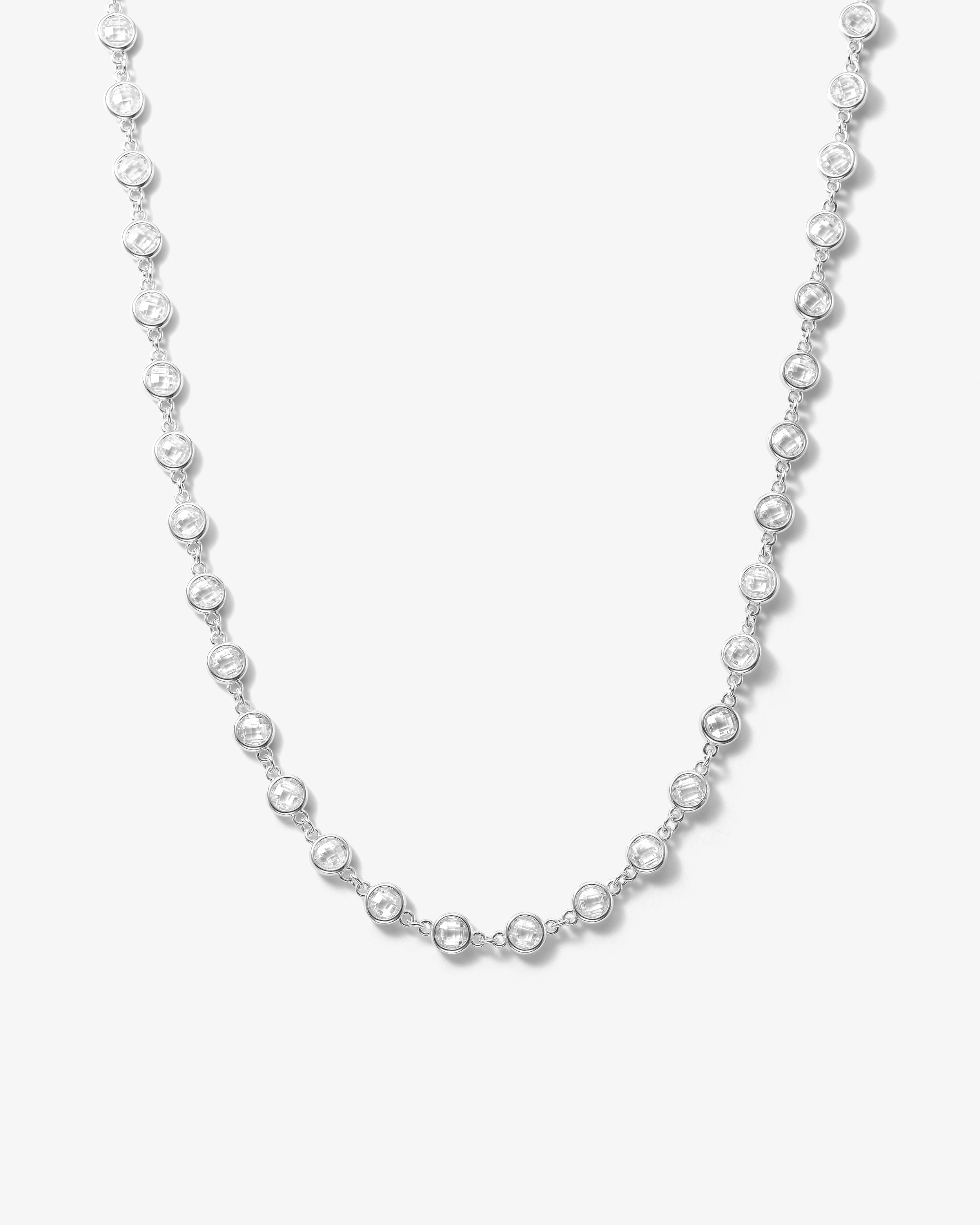 "She's So Fire" Necklace 16" - Silver|White Diamondettes