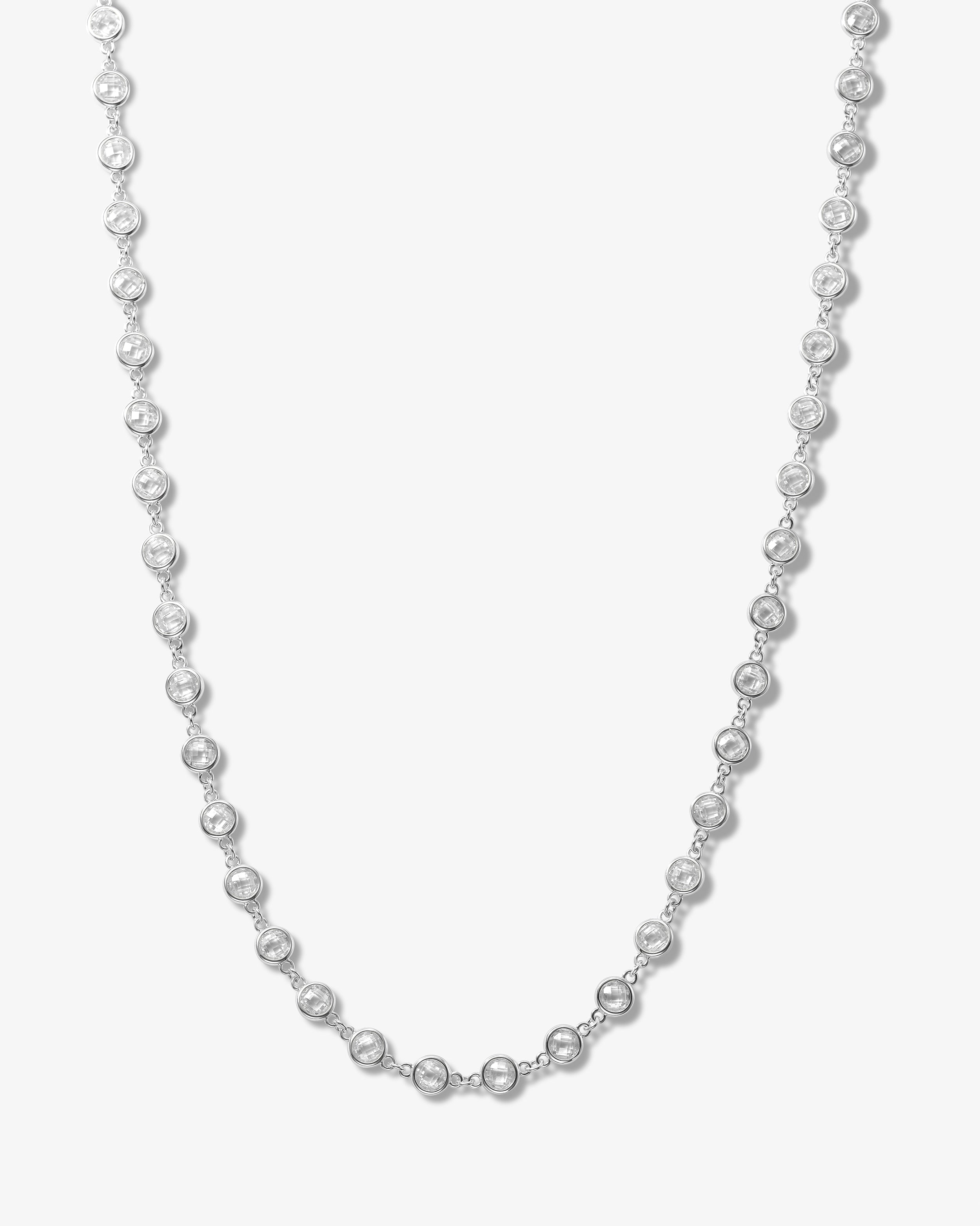 "She's So Fire" Necklace 18" - Silver|White Diamondettes