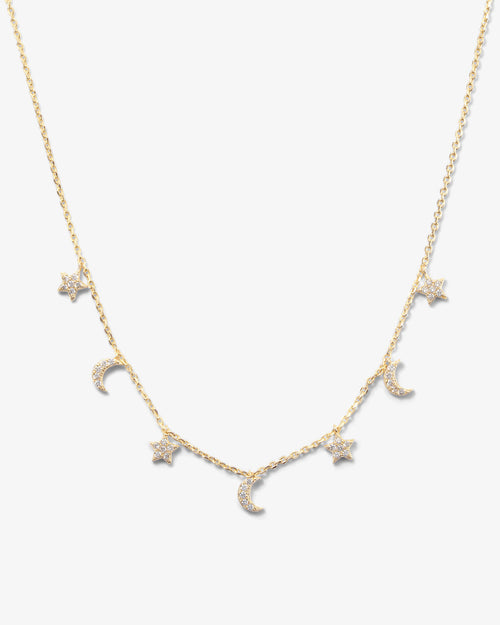 Starry Night Necklace - Gold|White Diamondettes