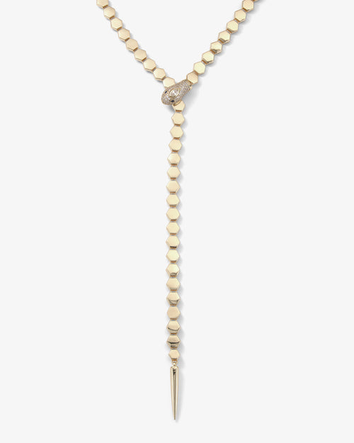 Jane Lariat Necklace - Gold|White Diamondettes