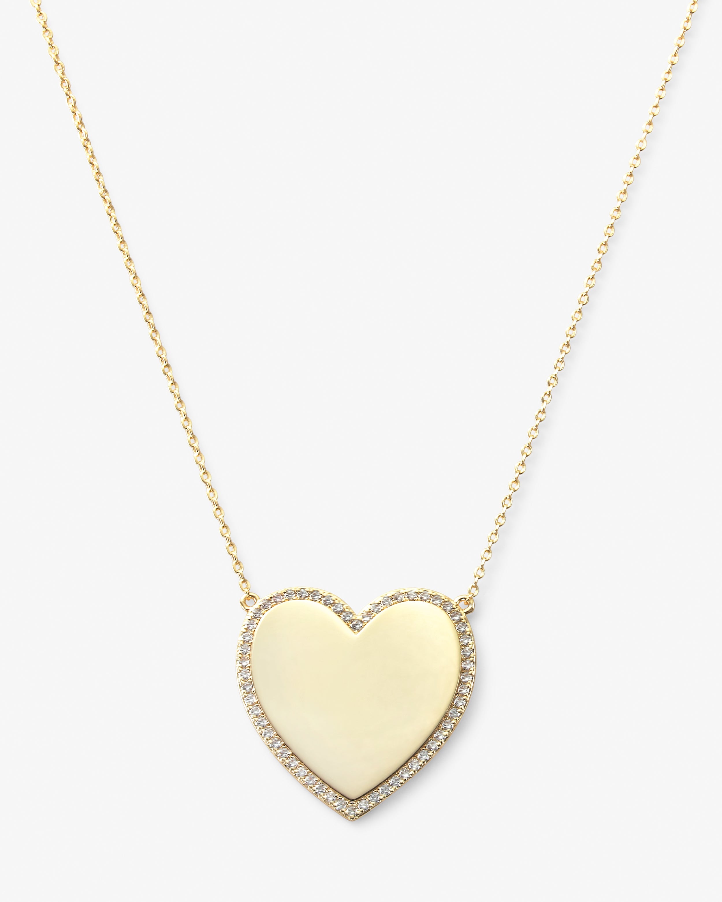 XL You Have My Heart Pavé Necklace 18" - Gold|White Diamondettes